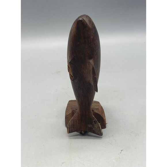 dolphin made of hand carved wood figurine statue 7" tall 3.5" wide base READ - Picture 3 of 7